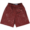 Super Fly Pattern Red Maroon and White Lacrosse Shorts Made In USA by Tribe Lacrosse