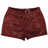 Super Fly Pattern Red Maroon and White Shorty Short Gym Shorts 2.5" Inseam Made In USA by Tribe Lacrosse