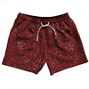 Super Fly Pattern Red Maroon and White 5" Swim Shorts Made in USA by Tribe Lacrosse