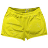 Super Fly Pattern Yellow Bright and White Shorty Short Gym Shorts 2.5" Inseam Made In USA by Tribe Lacrosse