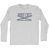 White Surf Break Crossed Surf Board Surfing Destination Adult Cotton Long Sleeve T-Shirt by Tribe Lacrosse