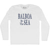 Balboa By The Sea Vintage Sign Adult Cotton Long Sleeve T-shirt by Tribe Lacrosse
