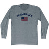 Team Bruce Over An American Flag Adult Tri-Blend Long Sleeve T-Shirt by Tribe Lacrosse