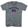 Team Bruce Over An American Flag Adult Tri-Blend V-Neck T-Shirt by Tribe Lacrosse