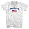 Team Bruce Over An American Flag Adult Cotton V-Neck T-Shirt by Tribe Lacrosse