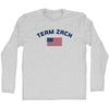 Team Zach Over An American Flag Adult Cotton Long Sleeve T-Shirt by Tribe Lacrosse