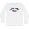Team Zach Over An American Flag Adult Cotton Long Sleeve T-Shirt by Tribe Lacrosse