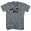 Team Zach Over An American Flag Adult Tri-Blend V-Neck T-Shirt by Tribe Lacrosse
