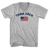 Team Zach Over An American Flag Adult Cotton V-Neck T-Shirt by Tribe Lacrosse