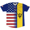 American Flag And Barbados Flag Combination Soccer Jersey Made In USA by Tribe Lacrosse