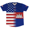 American Flag And Cambodia Flag Combination Soccer Jersey Made In USA by Tribe Lacrosse