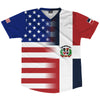 American Flag And Dominican Republic Flag Combination Soccer Jersey Made In USA by Tribe Lacrosse