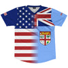 American Flag And Fiji Flag Combination Soccer Jersey Made In USA by Tribe Lacrosse