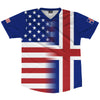 American Flag And IcelAnd Flag Combination Soccer Jersey Made In USA by Tribe Lacrosse