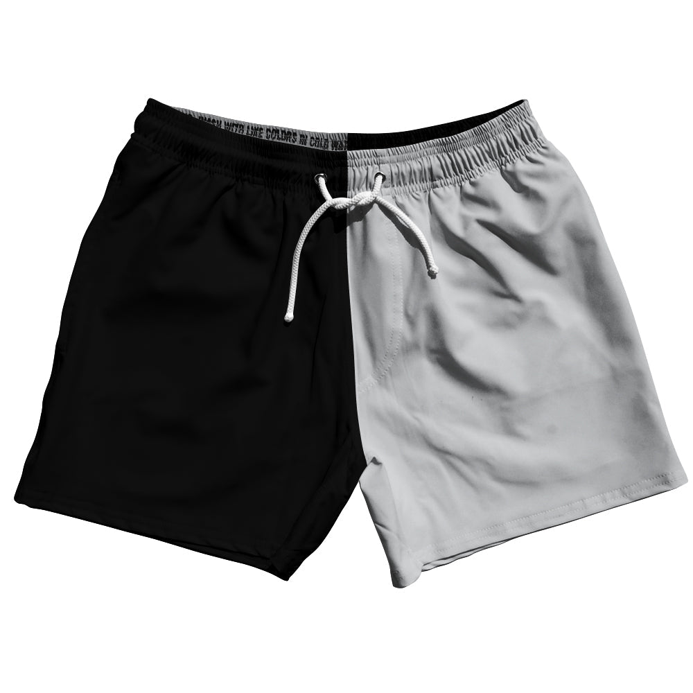 Black And Grey Medium Quad Color 5" Swim Shorts Made In USA by Tribe Lacrosse