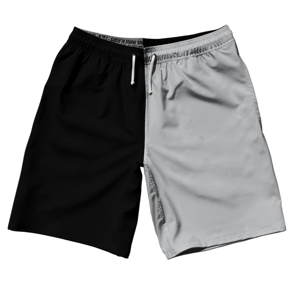 Black And Grey Medium Quad Color 10" Swim Shorts Made In USA by Tribe Lacrosse