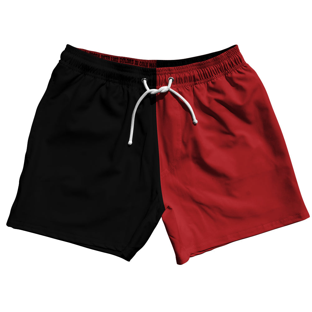 Black And Red Dark Quad Color 5" Swim Shorts Made In USA by Tribe Lacrosse