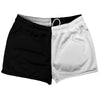 Black And White Quad Color Shorty Short Gym Shorts 2.5" Inseam Made In USA by Tribe Lacrosse