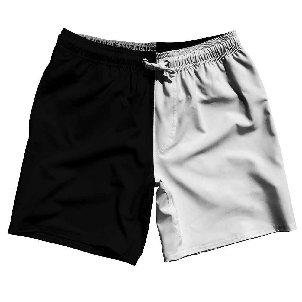 Black And White Quad Color Swim Shorts 7" Made In USA by Tribe Lacrosse