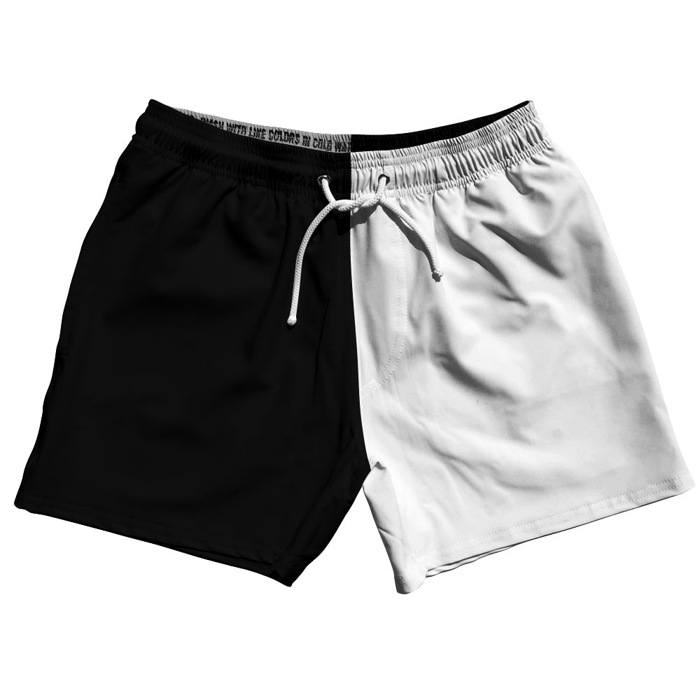 Black And White Quad Color 5" Swim Shorts Made In USA by Tribe Lacrosse