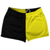 Black And Yellow Quad Color Shorty Short Gym Shorts 2.5" Inseam Made In USA by Tribe Lacrosse