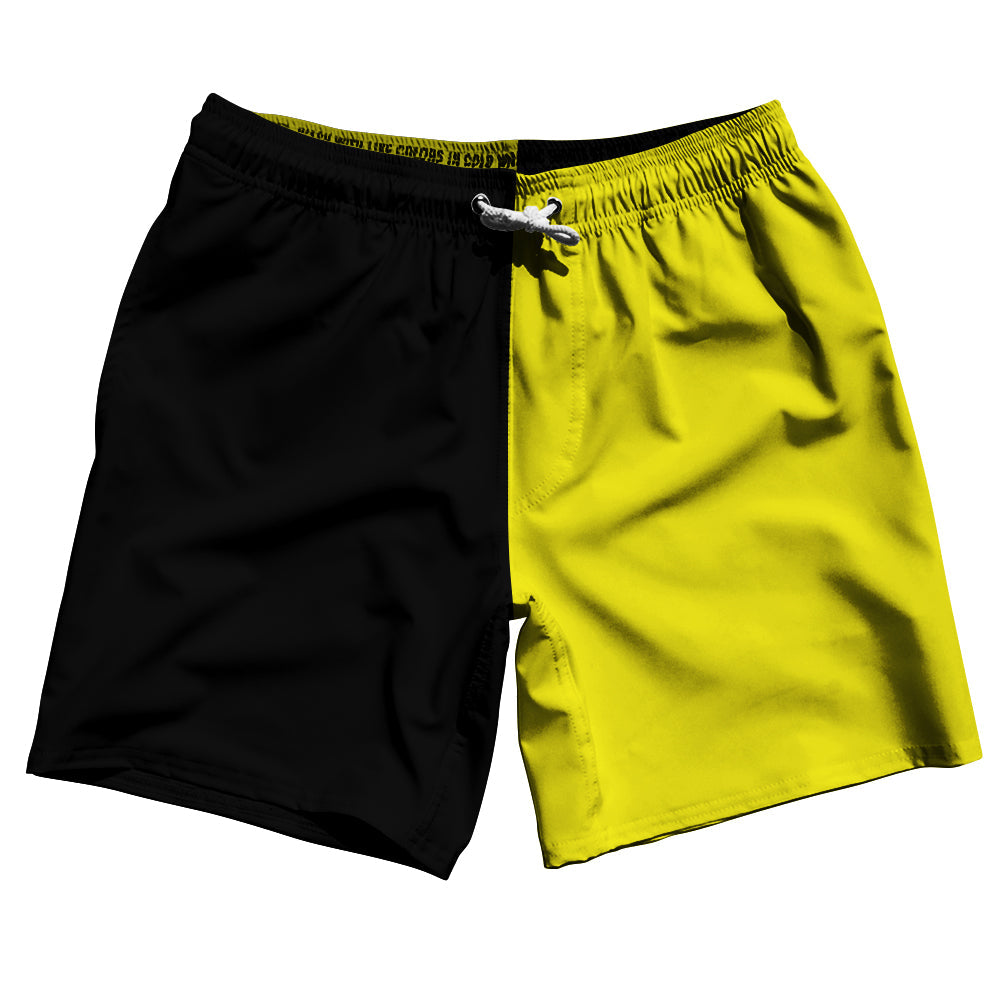 Black And Yellow Quad Color Swim Shorts 7" Made In USA by Tribe Lacrosse