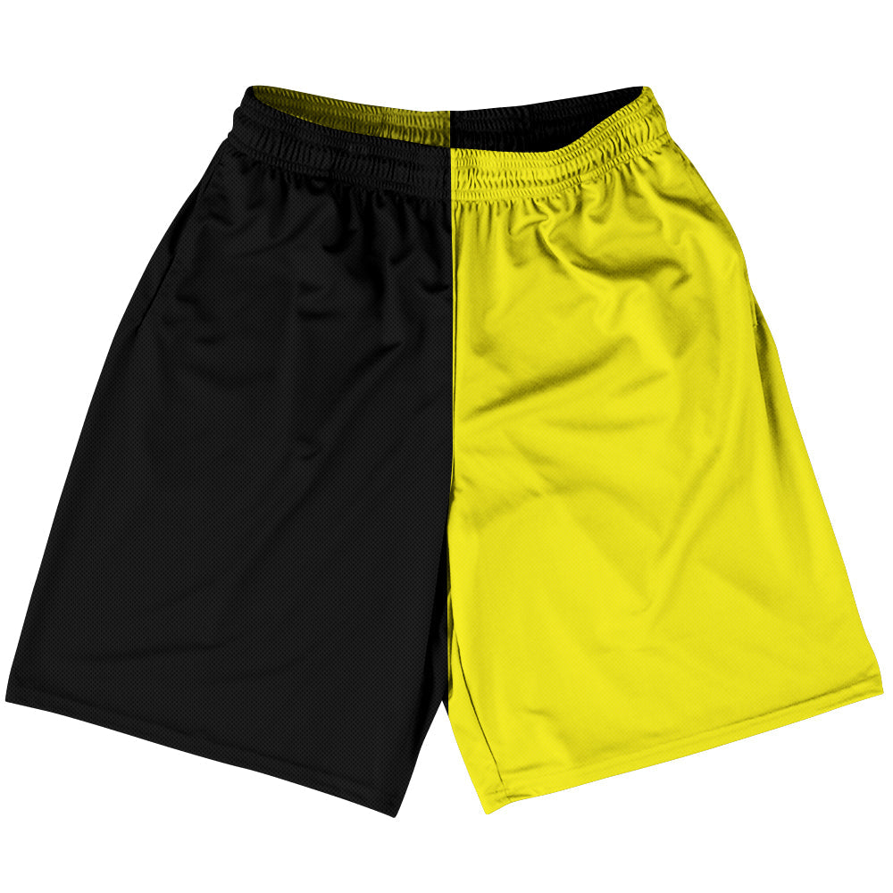 Black And Yellow Quad Color Basketball Practice Shorts Made In USA by Tribe Lacrosse