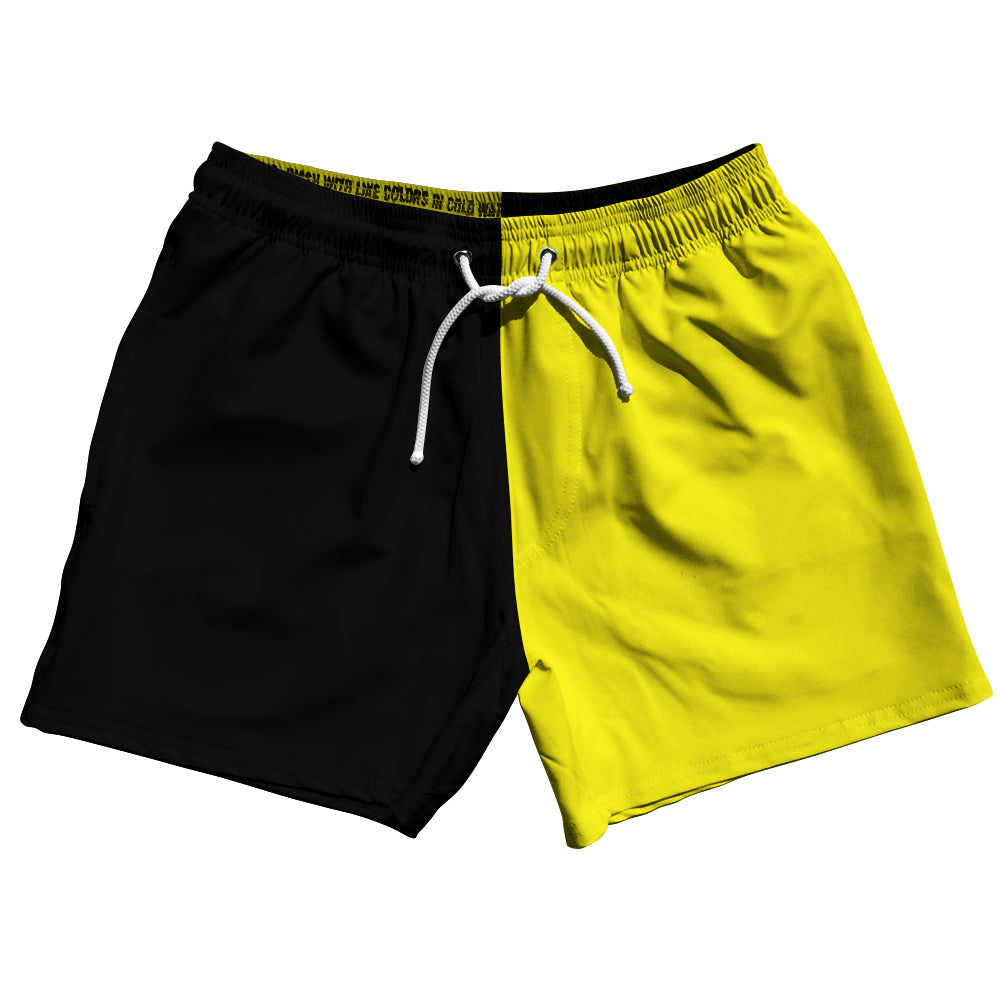 Black And Yellow Quad Color 5" Swim Shorts Made In USA by Tribe Lacrosse
