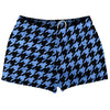 Blue Carolina And Black Houndstooth Shorty Short Gym Shorts 2.5" Inseam Made In USA by Tribe Lacrosse