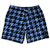Blue Carolina And Black Houndstooth Swim Shorts 7" Made In USA by Tribe Lacrosse