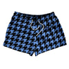 Blue Carolina And Black Houndstooth 2.5" Swim Shorts Made In USA by Tribe Lacrosse