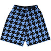 Blue Carolina And Black Houndstooth Lacrosse Shorts Made In USA by Tribe Lacrosse