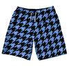 Blue Carolina And Black Houndstooth 10" Swim Shorts Made In USA by Tribe Lacrosse