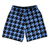 Blue Carolina And Black Houndstooth Athletic Running Fitness Exercise Shorts 7" Inseam Shorts Made In USA by Tribe Lacrosse