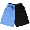 Blue Carolina And Black Quad Color Basketball Practice Shorts Made In USA by Tribe Lacrosse