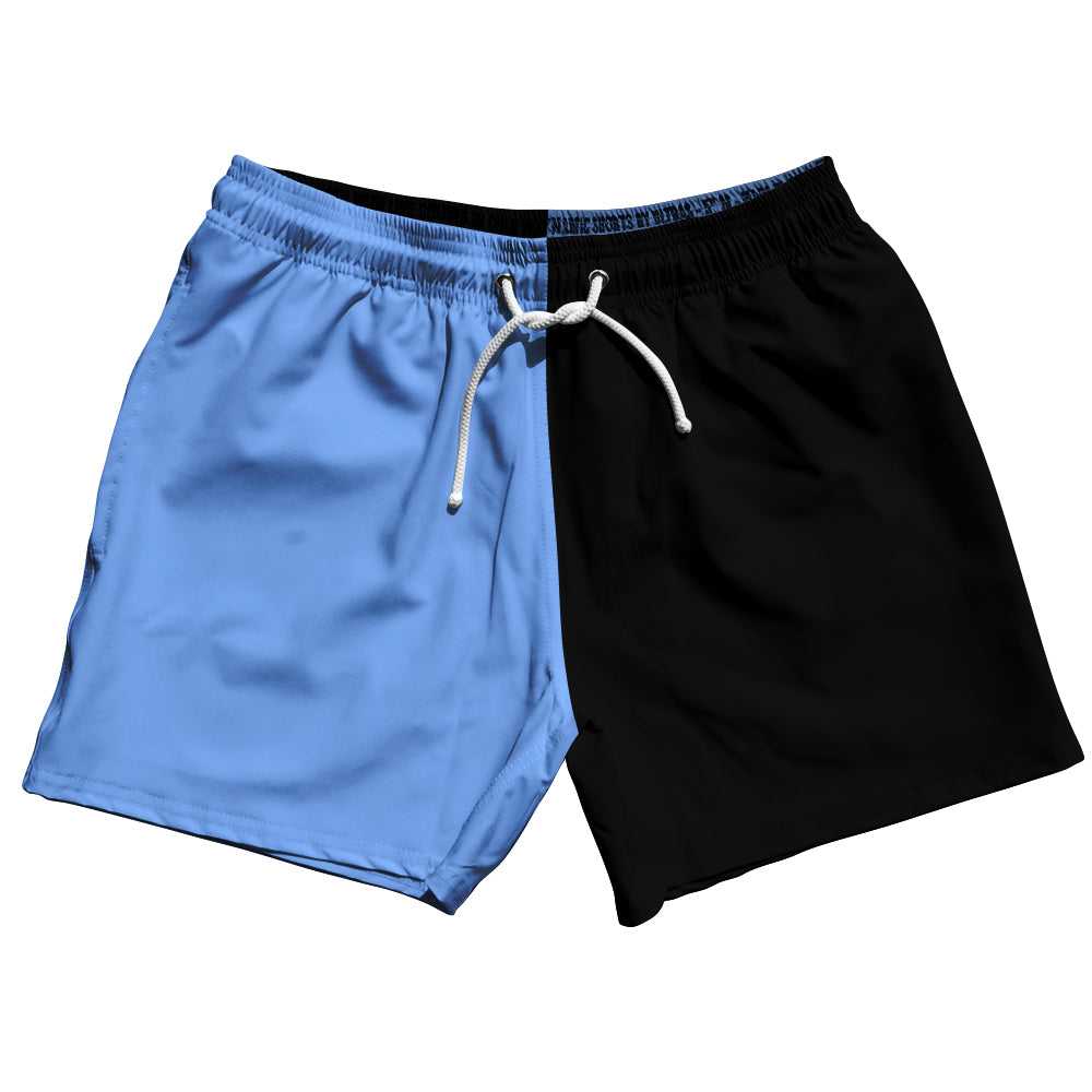 Blue Carolina And Black Quad Color 5" Swim Shorts Made In USA by Tribe Lacrosse