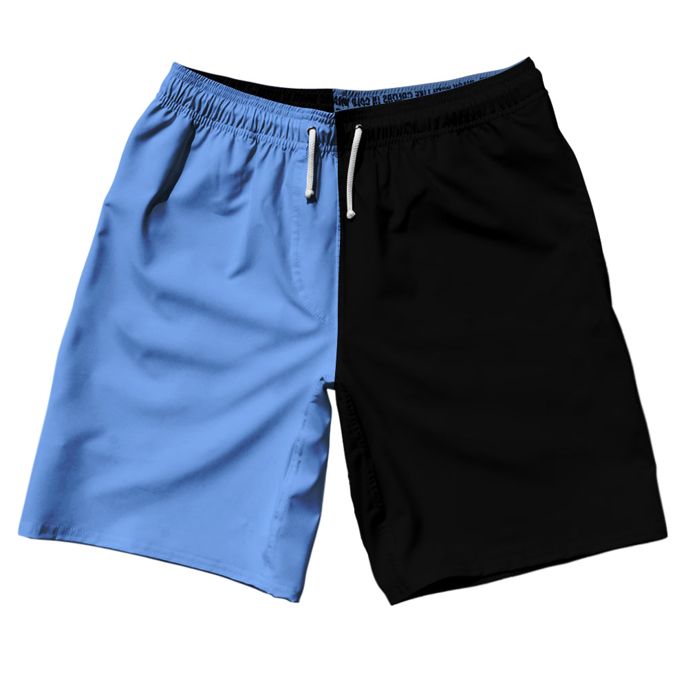 Blue Carolina And Black Quad Color 10" Swim Shorts Made In USA by Tribe Lacrosse
