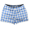 Blue Carolina And White Houndstooth Shorty Short Gym Shorts 2.5" Inseam Made In USA by Tribe Lacrosse