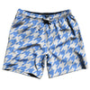 Blue Carolina And White Houndstooth Swim Shorts 7" Made In USA by Tribe Lacrosse
