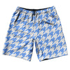Blue Carolina And White Houndstooth 10" Swim Shorts Made In USA by Tribe Lacrosse