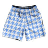 Blue Carolina And White Houndstooth Athletic Running Fitness Exercise Shorts 7" Inseam Shorts Made In USA by Tribe Lacrosse