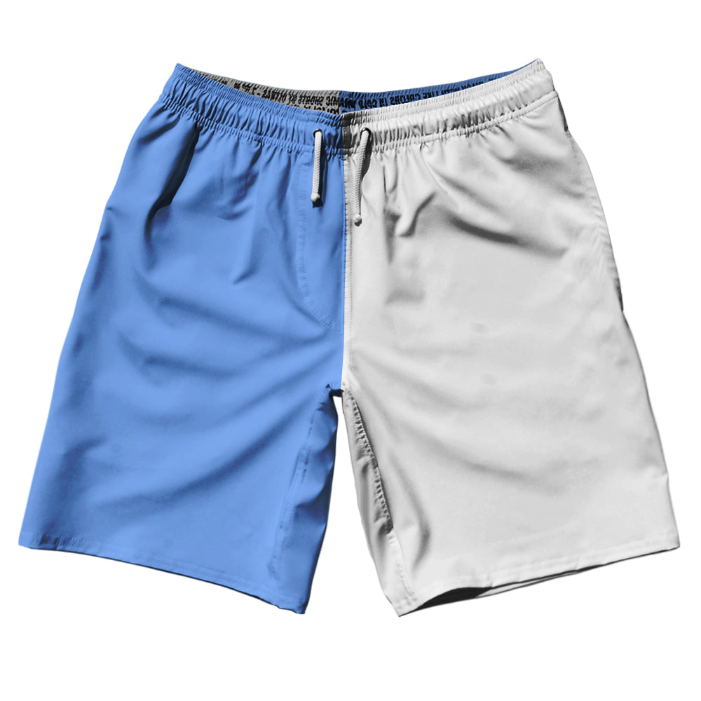 Blue Carolina And White Quad Color 10" Swim Shorts Made In USA by Tribe Lacrosse