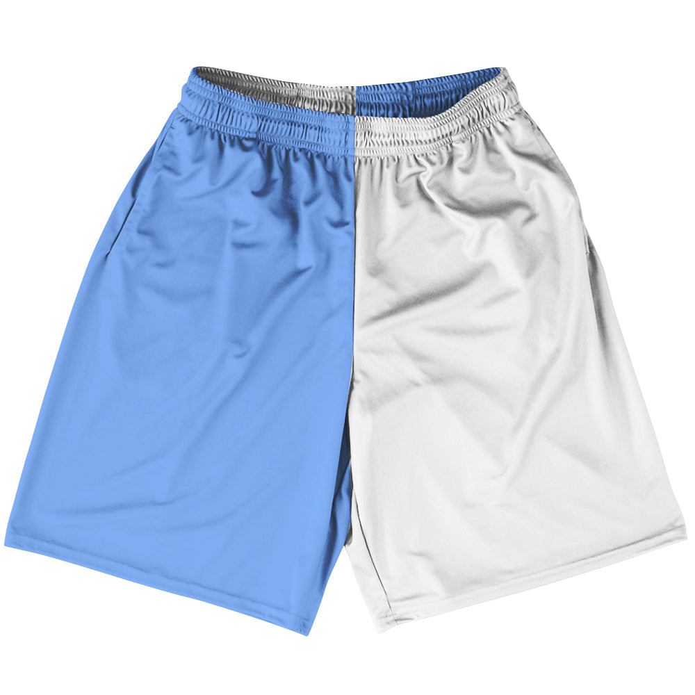 Blue Carolina And White Quad Color Lacrosse Shorts Made In USA by Tribe Lacrosse