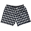 Blue Navy Almost Black And White Houndstooth 5" Swim Shorts Made In USA by Tribe Lacrosse