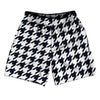 Blue Navy Almost Black And White Houndstooth Athletic Running Fitness Exercise Shorts 7" Inseam Shorts Made In USA by Tribe Lacrosse