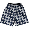 Blue Navy And Grey Medium Houndstooth Basketball Practice Shorts Made In USA by Tribe Lacrosse