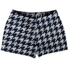 Blue Navy And Grey Medium Houndstooth Shorty Short Gym Shorts 2.5" Inseam Made In USA by Tribe Lacrosse