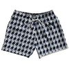 Blue Navy And Grey Medium Houndstooth 5" Swim Shorts Made In USA by Tribe Lacrosse