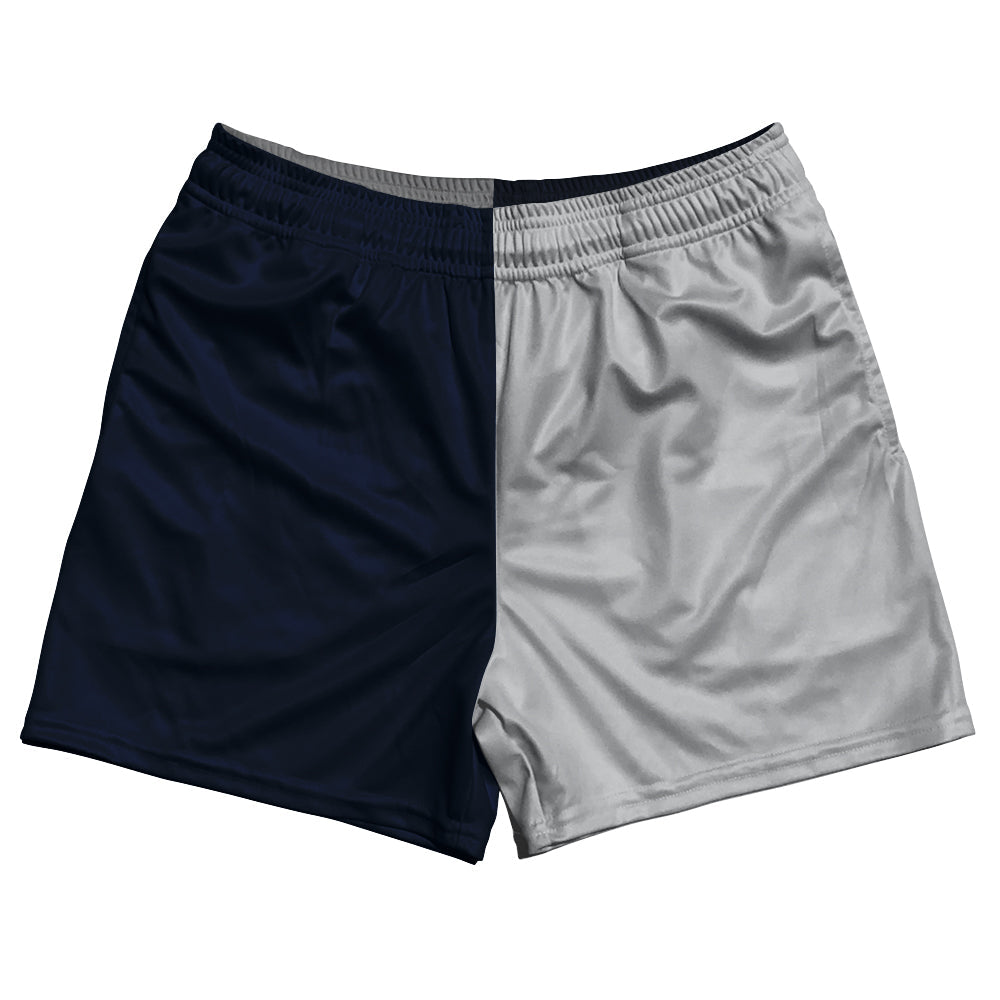 Blue Navy And Grey Medium Quad Color Rugby Shorts Made In USA by Tribe Lacrosse