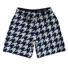 Blue Navy And Grey Medium Houndstooth Athletic Running Fitness Exercise Shorts 7" Inseam Shorts Made In USA by Tribe Lacrosse